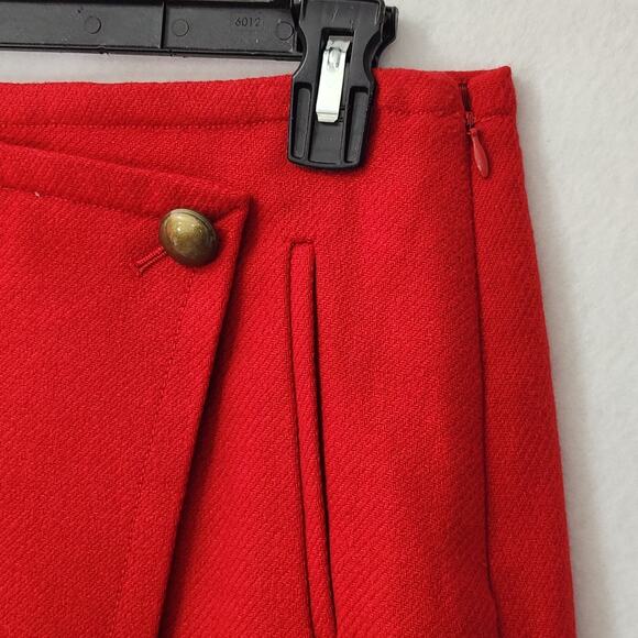 NWT TALBOTS WOOL SKIRT RED FAUX WRAP SZ 6 WORK CASUAL DATE HOLIDAY CHRISTMAS - Picture 3 of 10